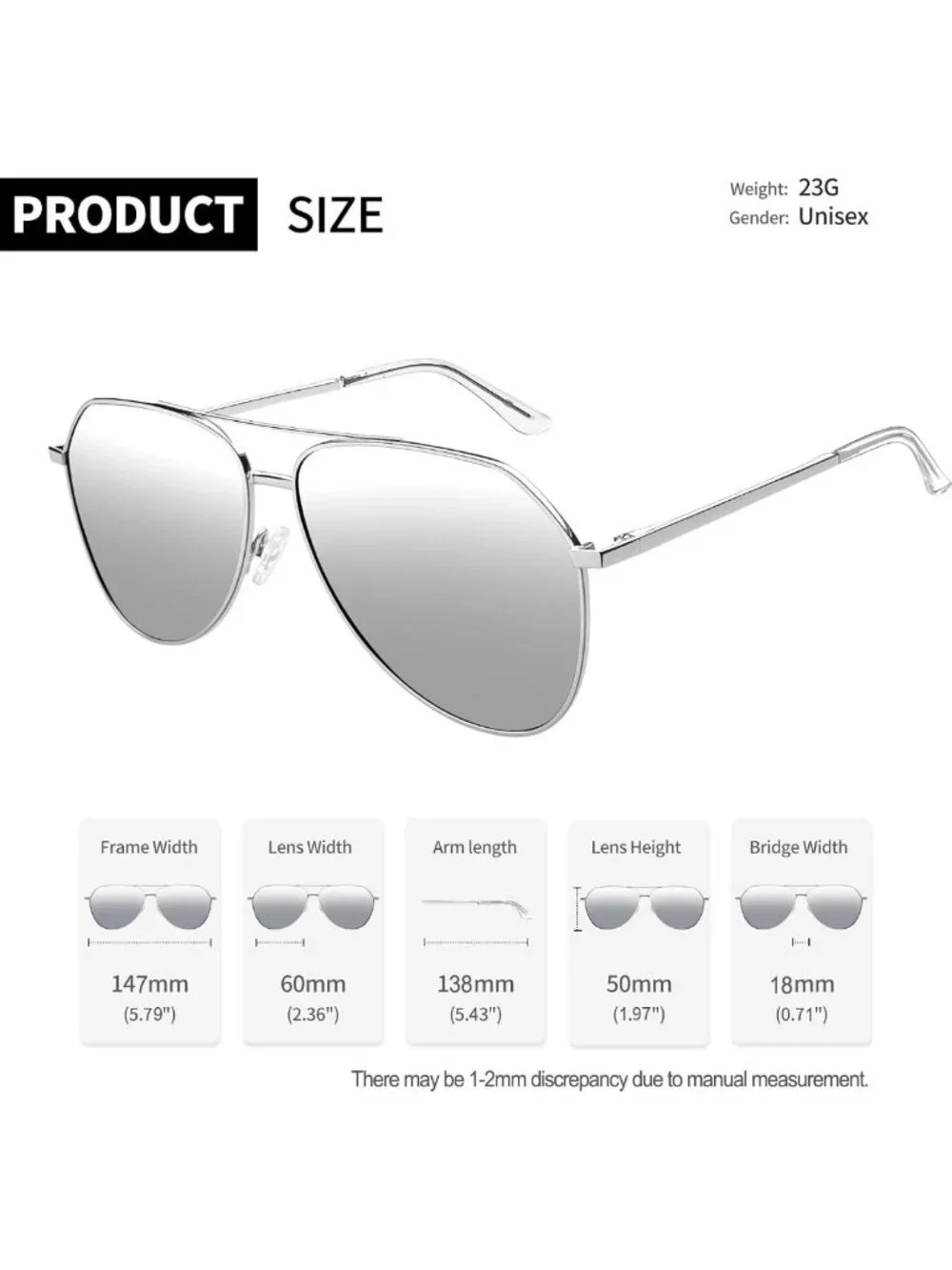 Polarized Metal Aviation Sunglasses for Men & Women | Classic UV400 Rectangle